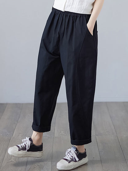 Plus Size Women Summer Casual Pure Color Harem Pants