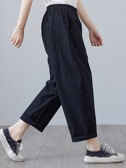 Plus Size Women Summer Casual Pure Color Harem Pants
