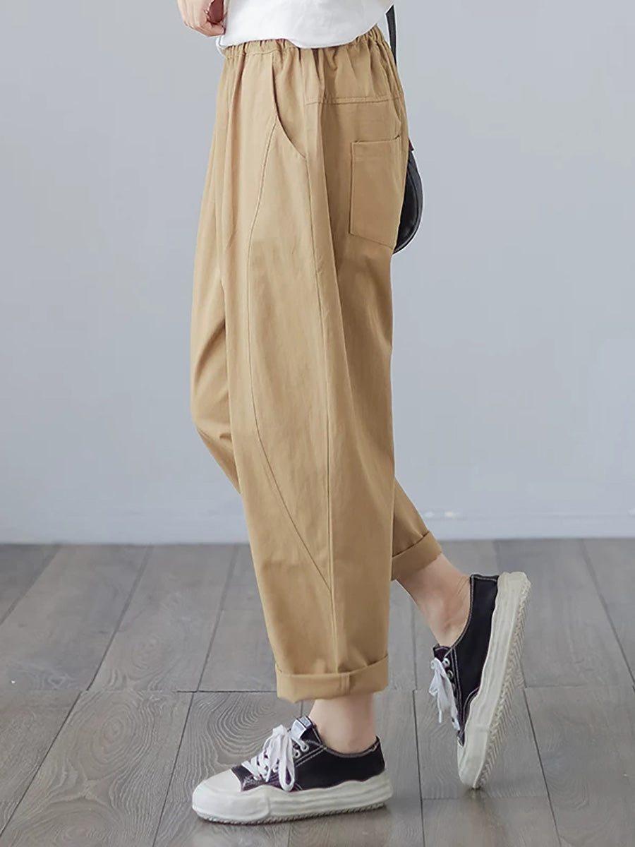 Plus Size Women Summer Casual Pure Color Harem Pants