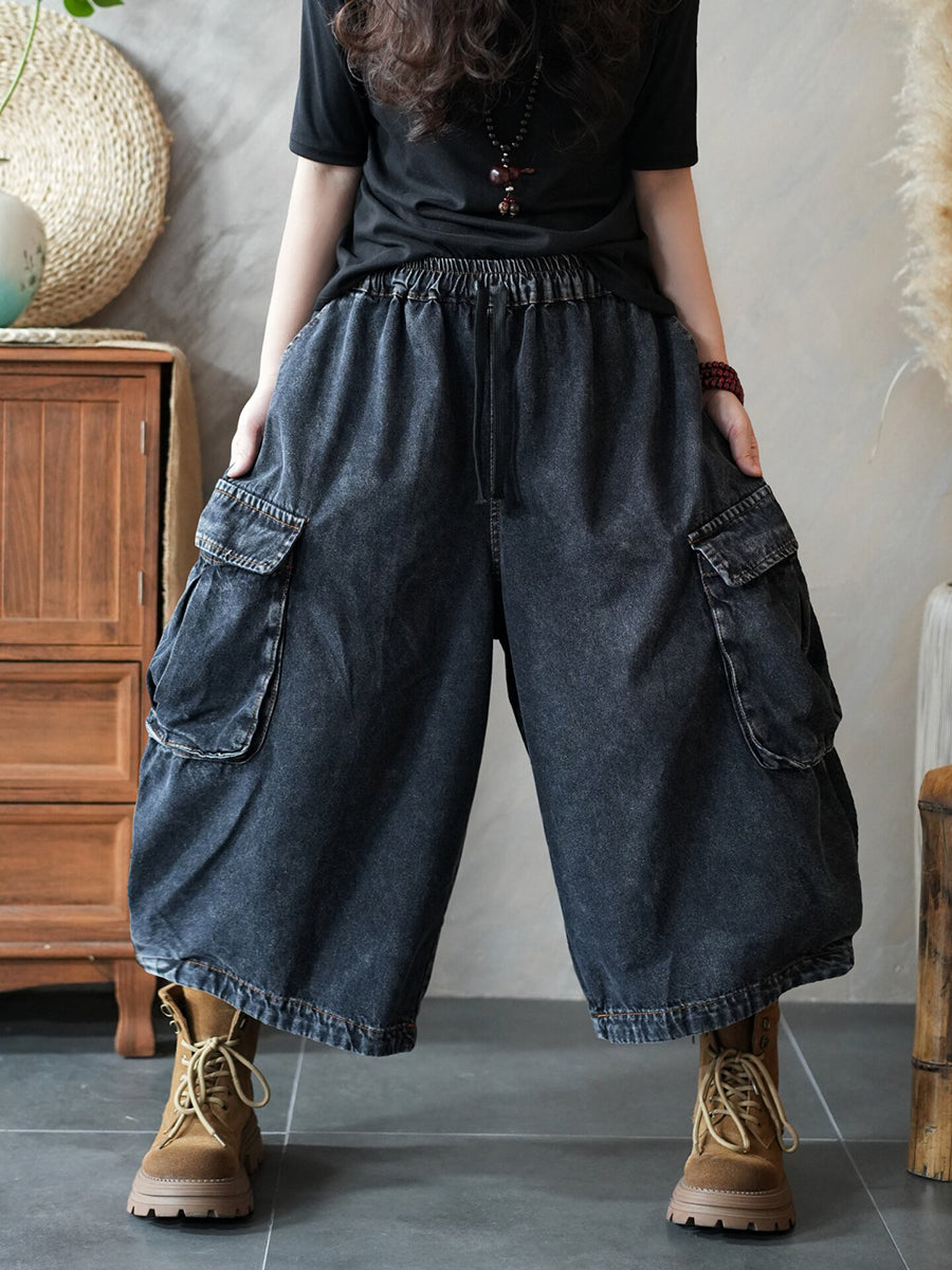 Women Summer Vintage Denim Harem Pants