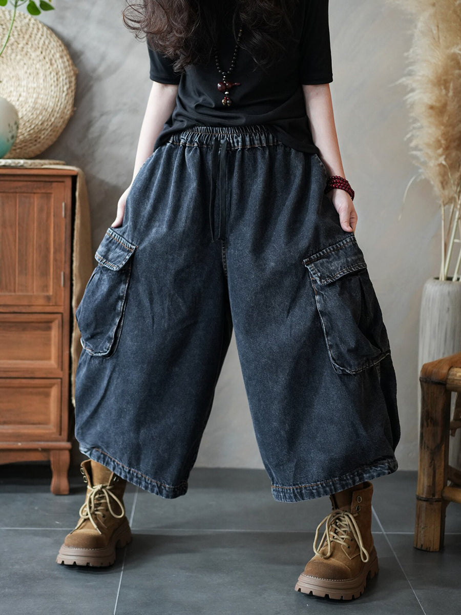 Women Summer Vintage Denim Harem Pants