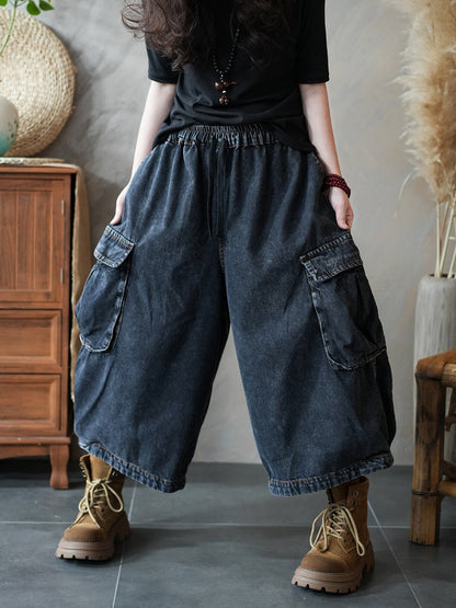 Women Summer Vintage Denim Harem Pants