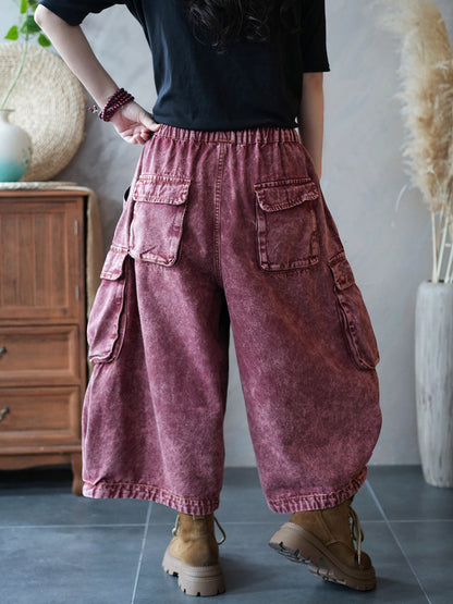 Women Summer Vintage Denim Harem Pants
