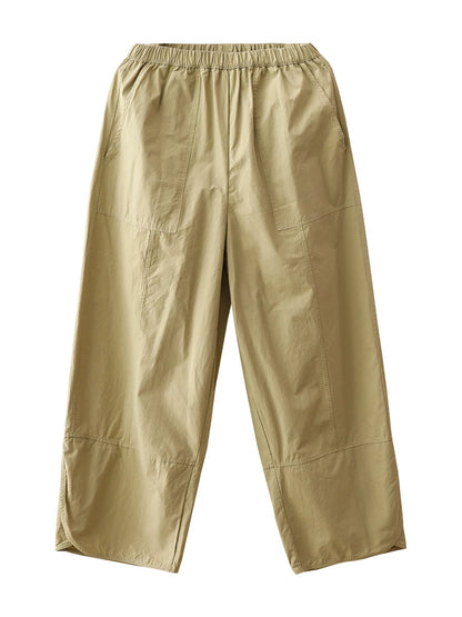 Plus Size Women Summer Casual 100%Cotton Wide-leg Pants
