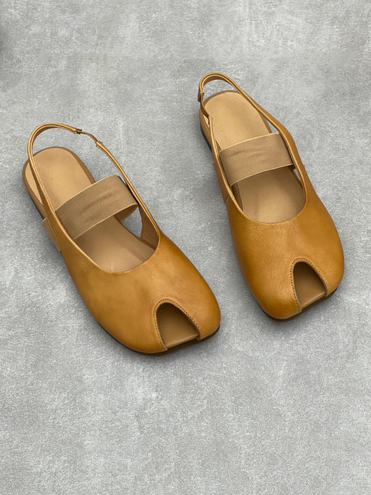 Women Summer Soft Leather Flat Sandals