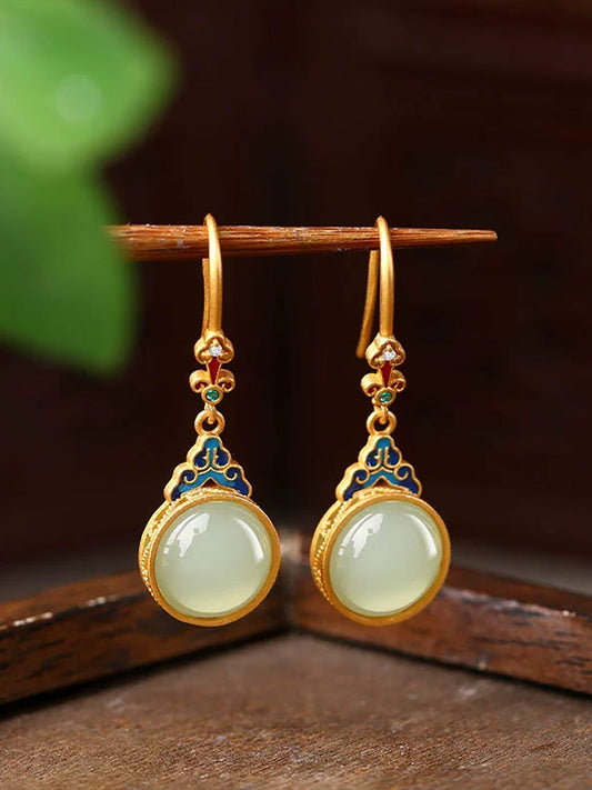 Vintage S925Silver Jade Earrings