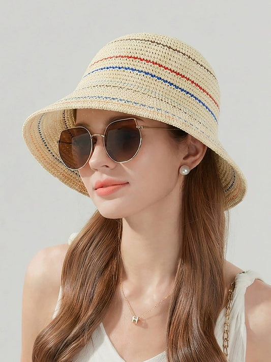 Women Summer Stripe Sunproof Bucket Hat