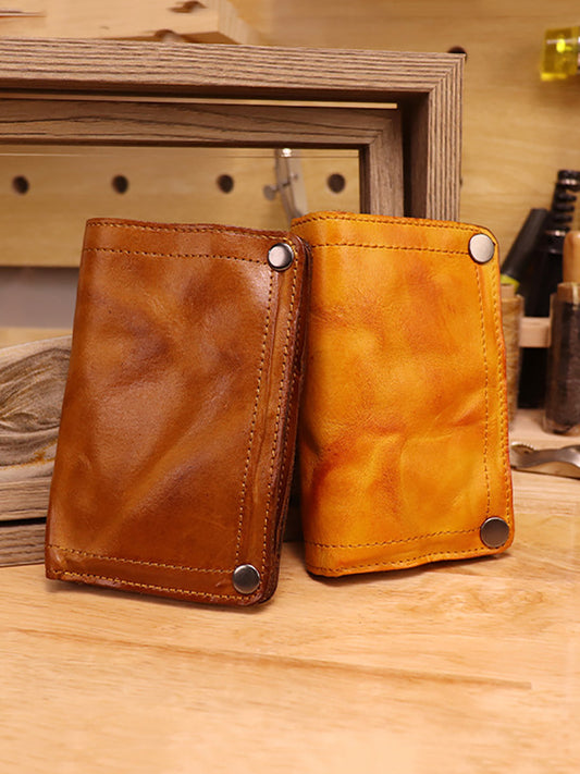 Vintage Pure Color Leather Multifunction Wallet
