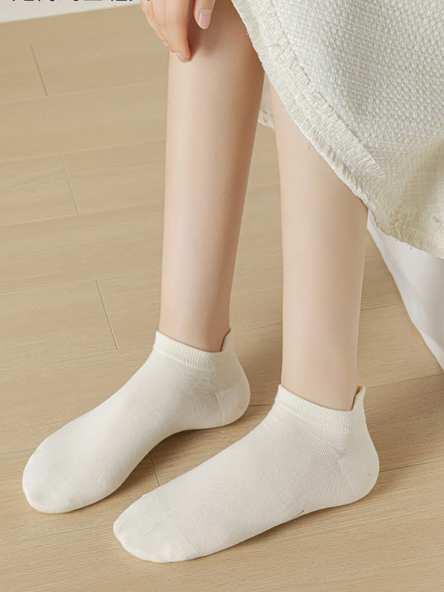 5 Pairs Women Summer Pure Color Cotton Socks