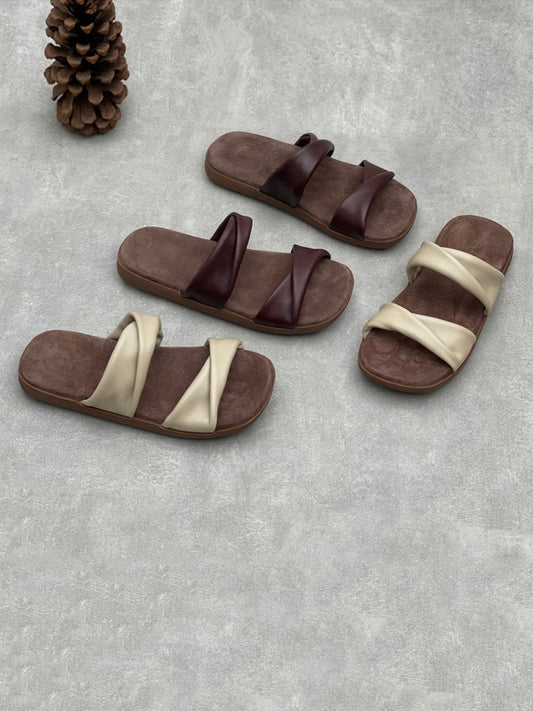 Women Summer Leather Outdoor Slippers