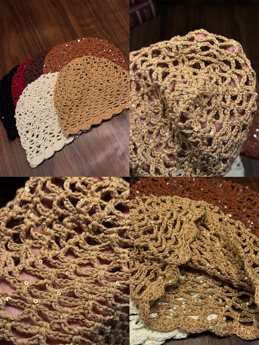 Women Summer Hollow Out Knitted Slouchy Beanie