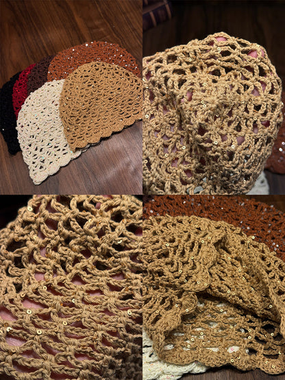 Women Summer Hollow Out Knitted Slouchy Beanie