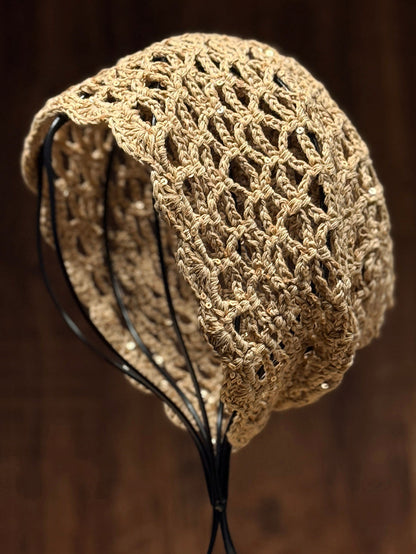 Women Summer Hollow Out Knitted Slouchy Beanie