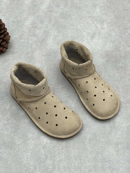 Women Summer Casual Hole Genuine Leather Boots Sandals