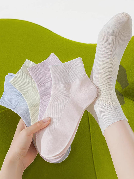 6 Pairs Women Pure Color Short Socks