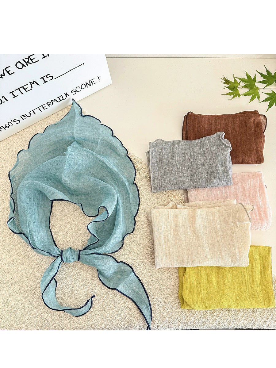 Women Summer Stripe Plaid Soft Triangle Scarf