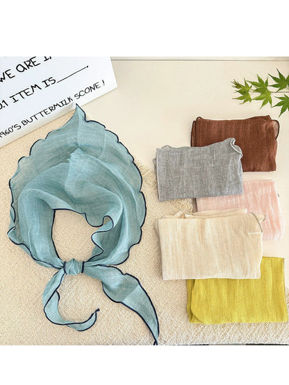 Women Summer Stripe Plaid Soft Triangle Scarf