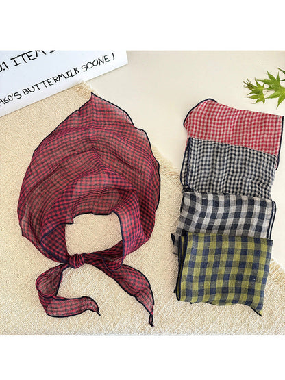 Women Summer Stripe Plaid Soft Triangle Scarf