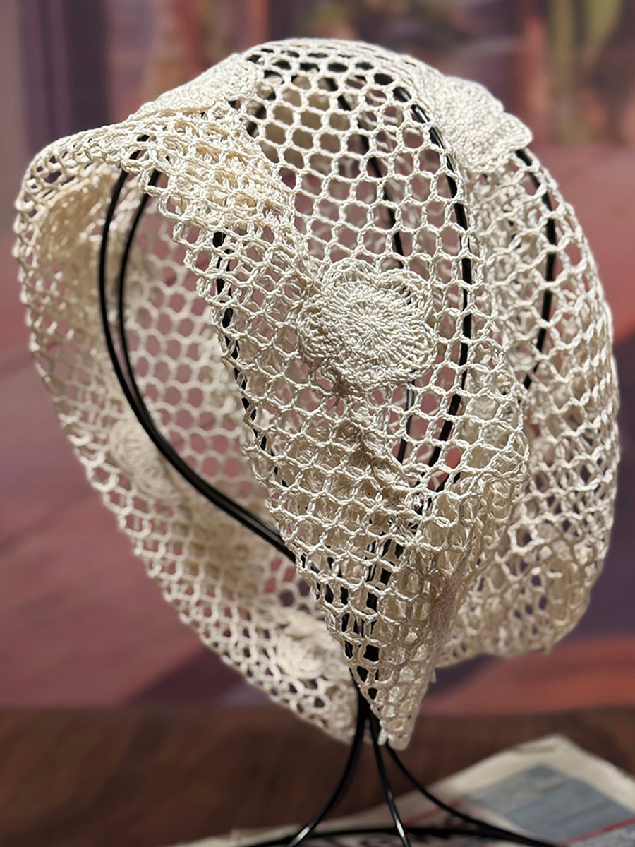 Women Artsy Flower Knitted Slouchy Beanie