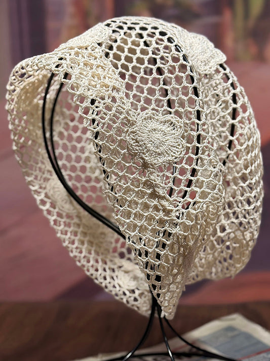 Women Artsy Flower Knitted Slouchy Beanie