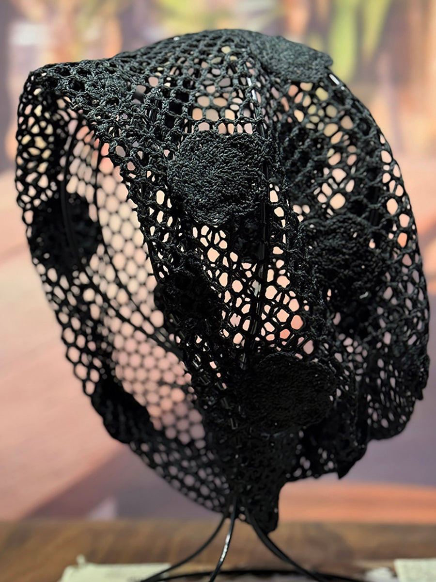 Women Artsy Flower Knitted Slouchy Beanie