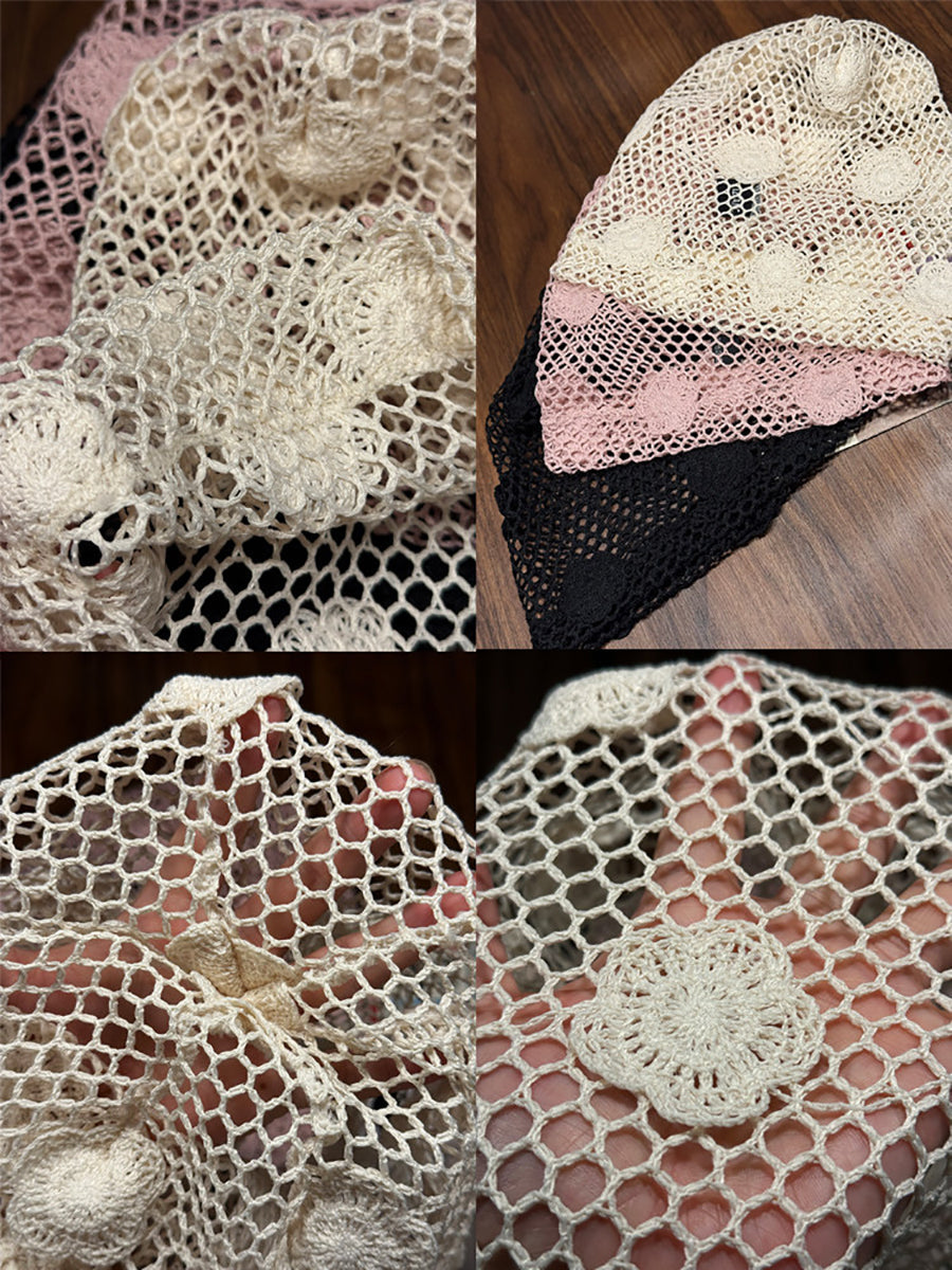 Women Artsy Flower Knitted Slouchy Beanie