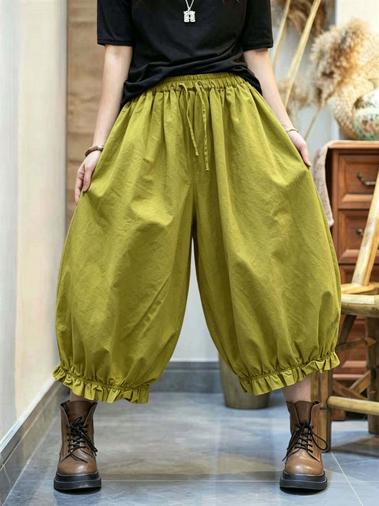 Plus Size Women Summer Casual Pure Color Bloomers