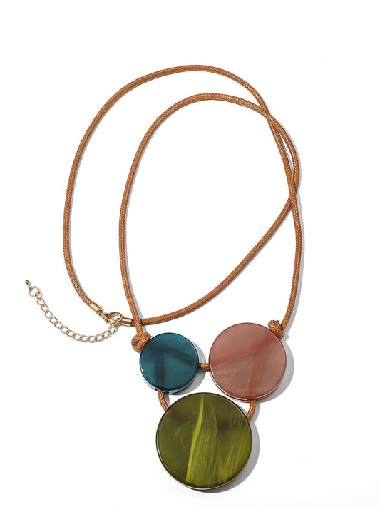 Women Fashion Geometric Acrylic Long Sweater Necklace