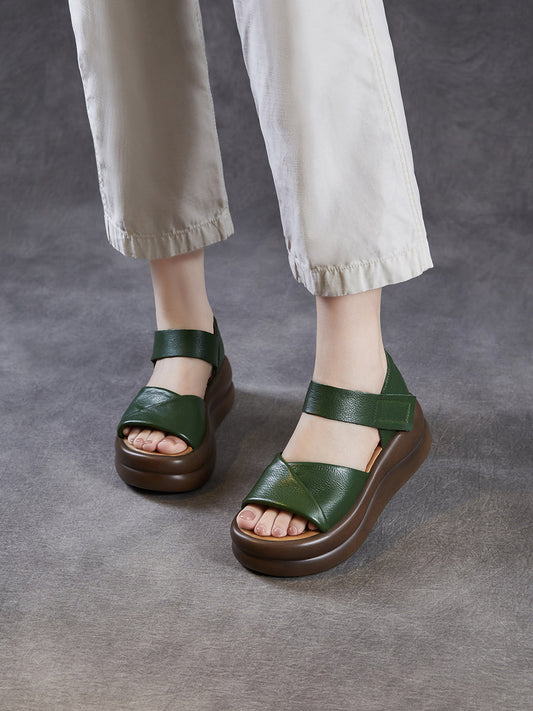 Women Summer Casual Genuine Leather Platform Sandals