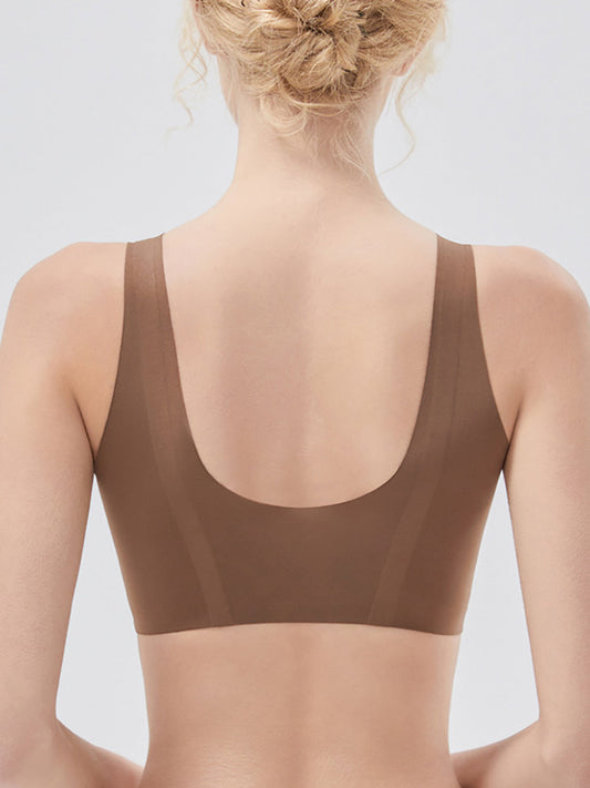 Women Casual Pure Color One-piece Seamless Wireless Bra