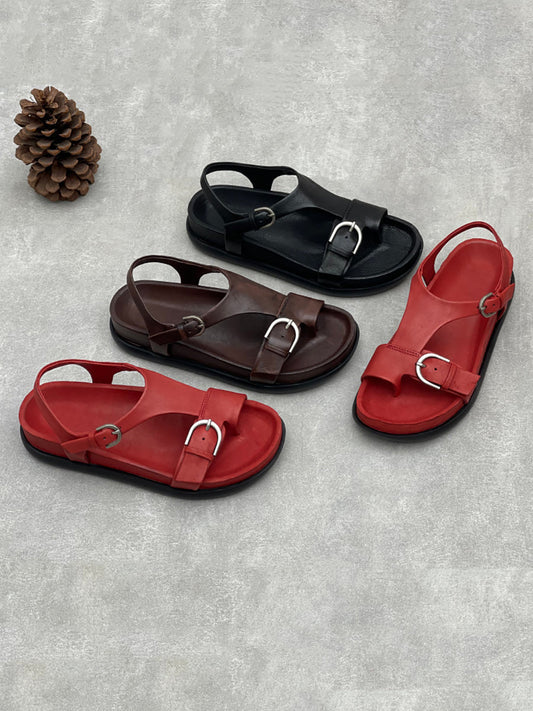 Women Summer Genuine Leather Flat Sandals
