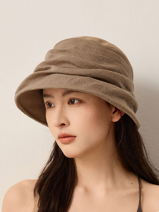 Women Summer Pure Color Soft Sunproof Bucket Hat