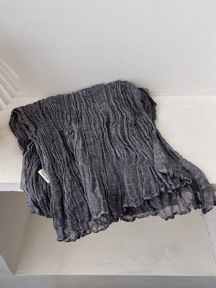 Women Literary Ethnic Pleated Shawl Scarf