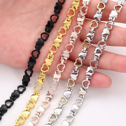Sweet Heart Shape Beaded Bracelet In Rose Gold Alloy With Electroplated Finish, Unisex Design