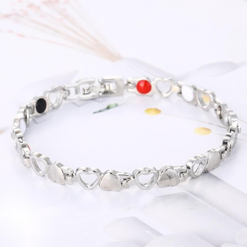 Sweet Heart Shape Beaded Bracelet In Rose Gold Alloy With Electroplated Finish, Unisex Design