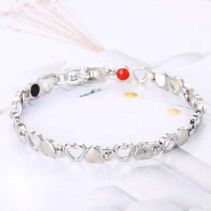 Sweet Heart Shape Beaded Bracelet In Rose Gold Alloy With Electroplated Finish, Unisex Design