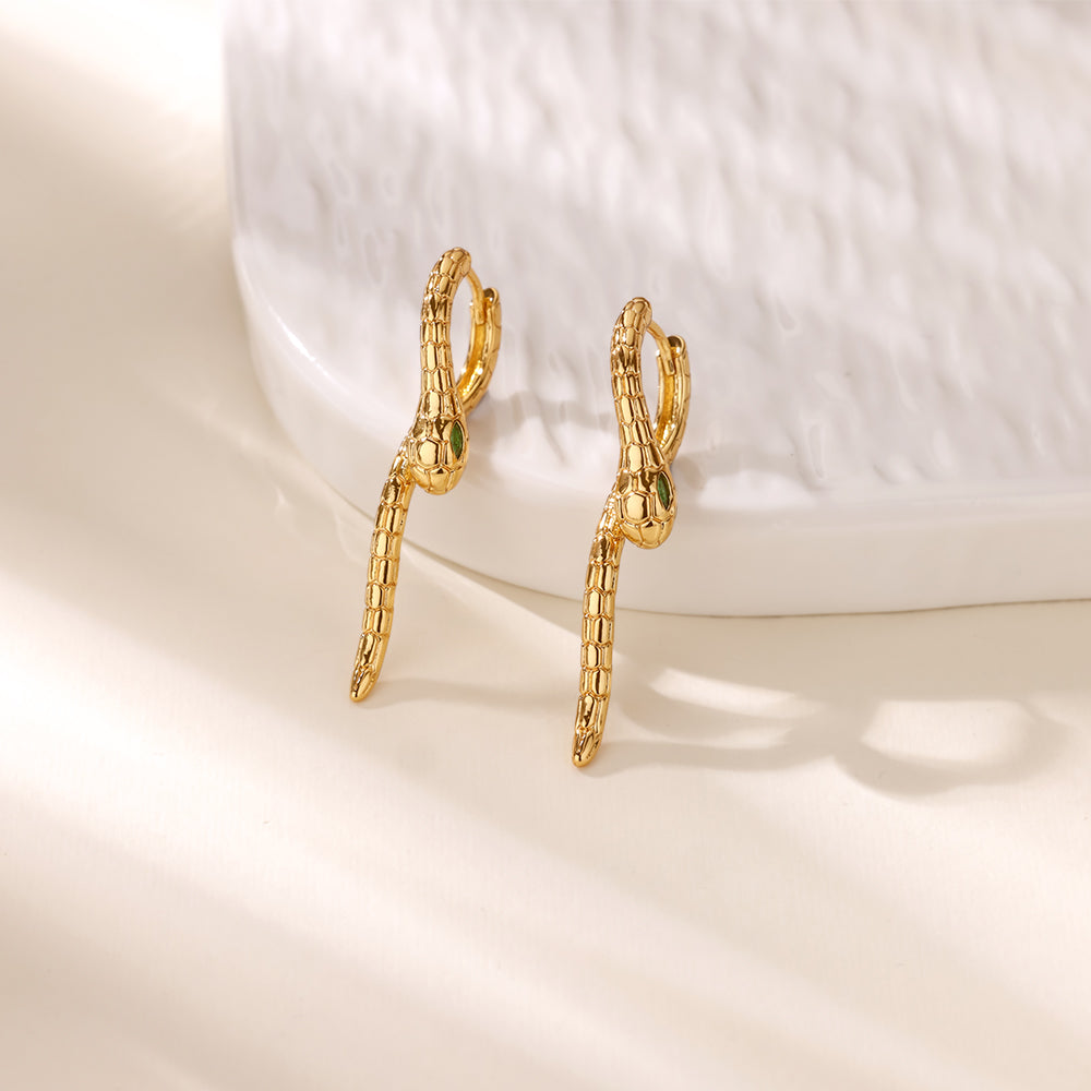 Geometric Waterproof Non Tarnish Earrings For Women, Copper With 18K Real Gold Plated PVD Coating And Zircon Inlay