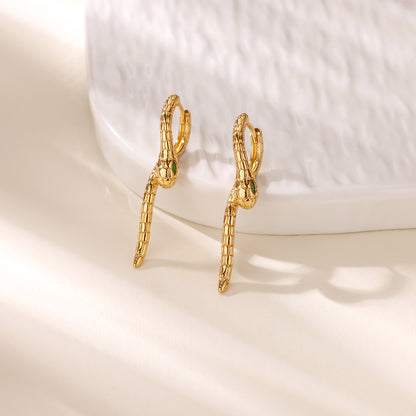 Geometric Waterproof Non Tarnish Earrings For Women, Copper With 18K Real Gold Plated PVD Coating And Zircon Inlay