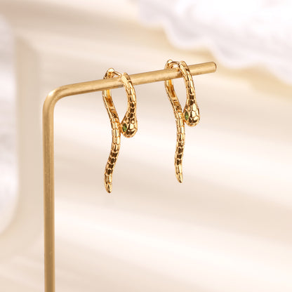 Geometric Waterproof Non Tarnish Earrings For Women, Copper With 18K Real Gold Plated PVD Coating And Zircon Inlay