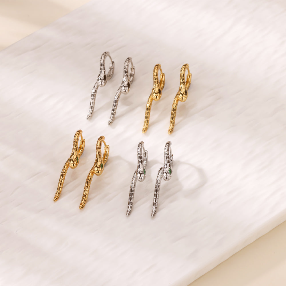 Geometric Waterproof Non Tarnish Earrings For Women, Copper With 18K Real Gold Plated PVD Coating And Zircon Inlay