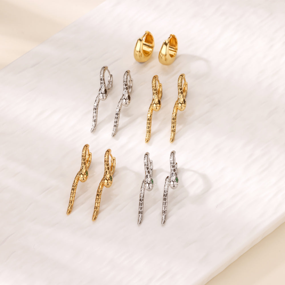 Geometric Waterproof Non Tarnish Earrings For Women, Copper With 18K Real Gold Plated PVD Coating And Zircon Inlay