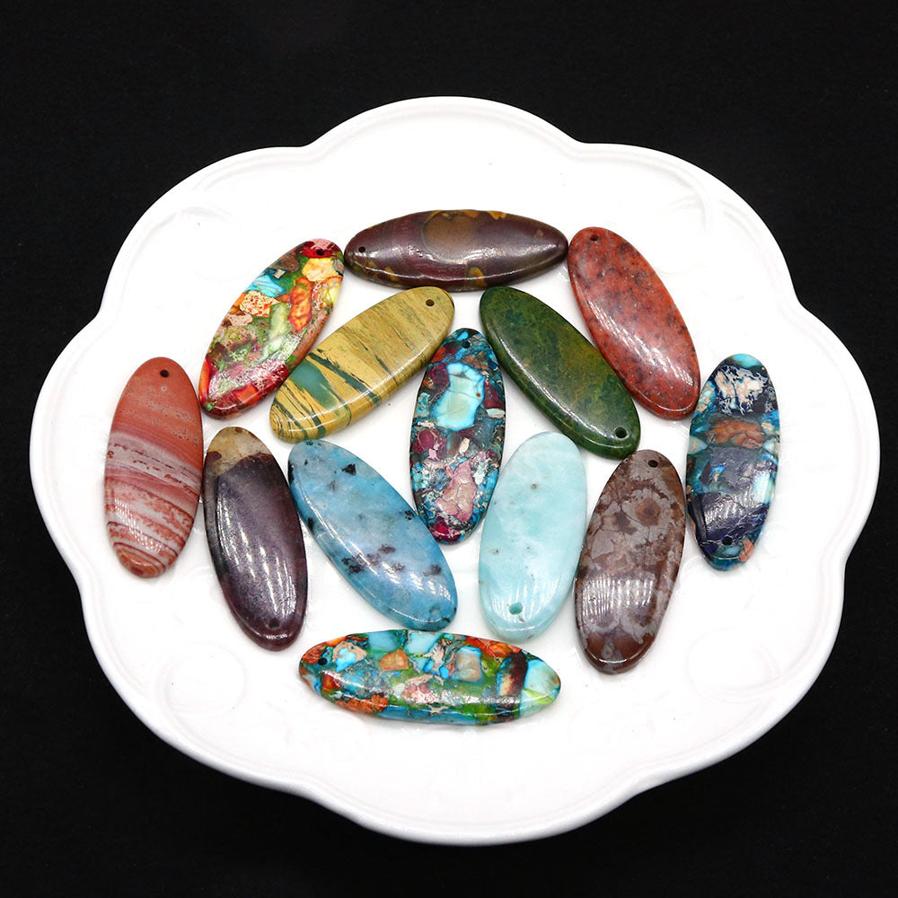 Oval Natural Stone Pendant Featuring Polished Craftsmanship With Dyed Emperor Stone In Synthesis Material