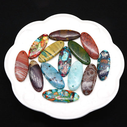 Oval Natural Stone Pendant Featuring Polished Craftsmanship With Dyed Emperor Stone In Synthesis Material