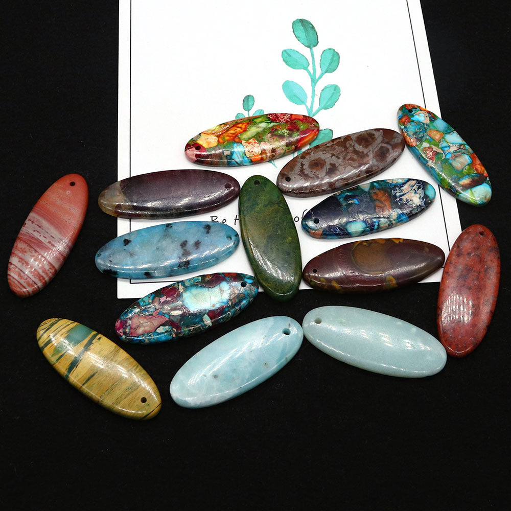 Oval Natural Stone Pendant Featuring Polished Craftsmanship With Dyed Emperor Stone In Synthesis Material