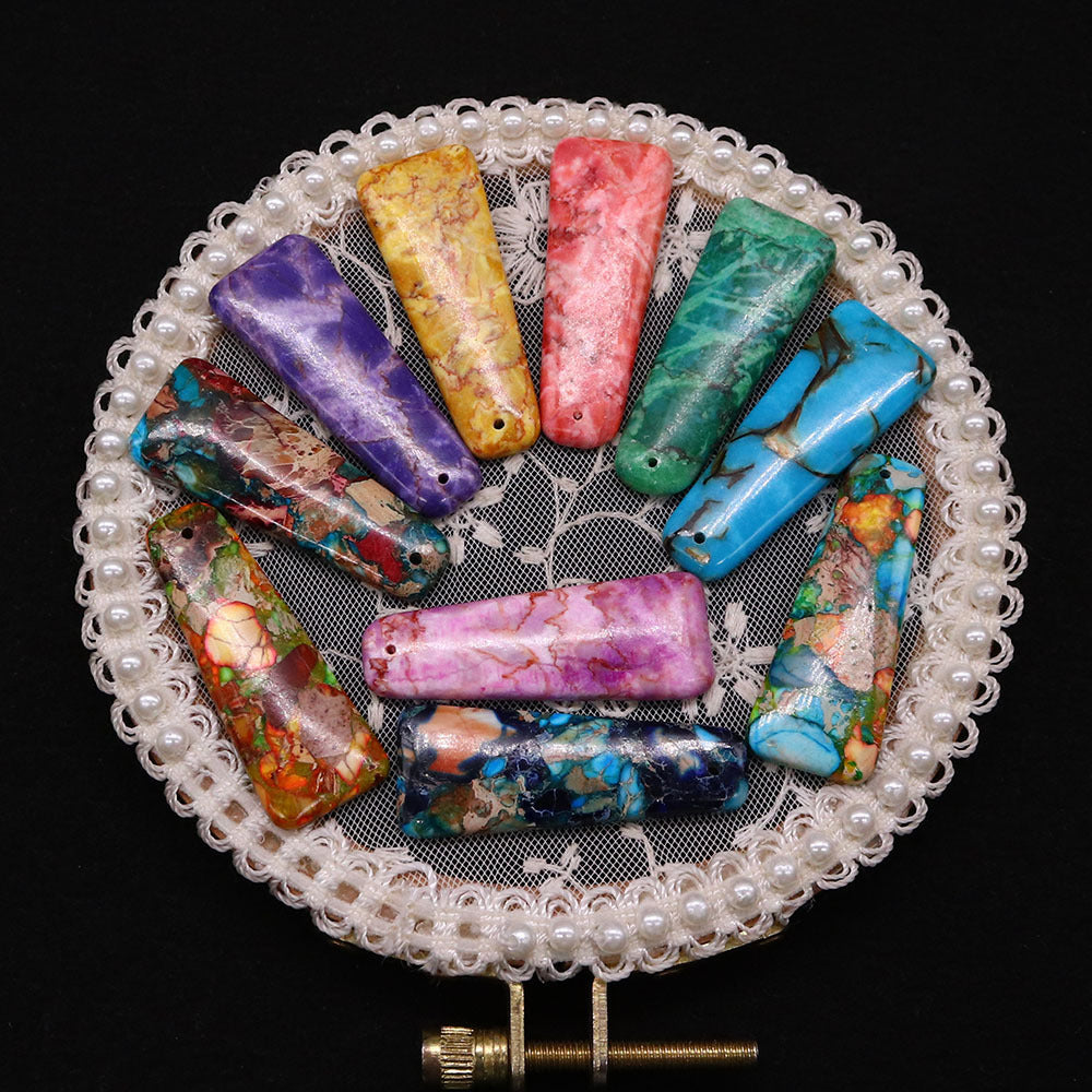 Polished Turquoise Pendant With Turquoise Inlay Featuring Dyed Emperor Stone In Synthesis Material