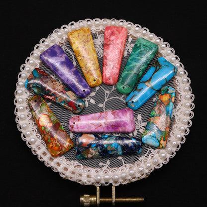 Polished Turquoise Pendant With Turquoise Inlay Featuring Dyed Emperor Stone In Synthesis Material