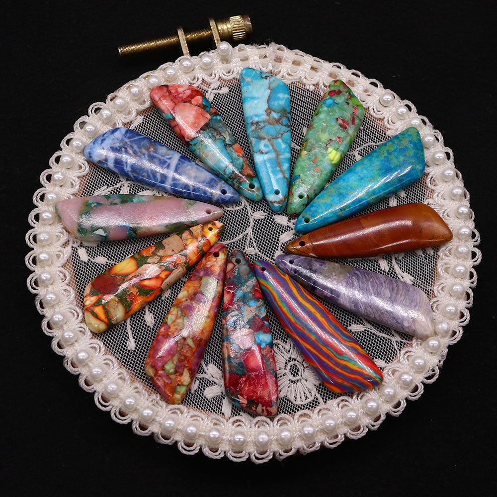 Irregular Natural Stone Pendant With Dyed Turquoise Inlay Featuring Emperor Stone Accent