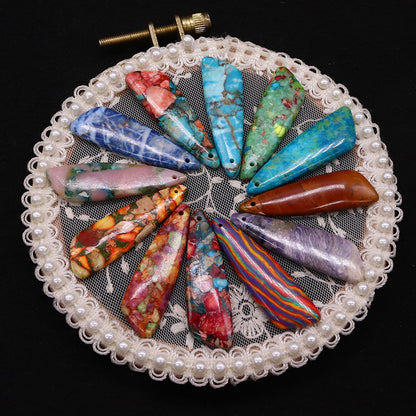 Irregular Natural Stone Pendant With Dyed Turquoise Inlay Featuring Emperor Stone Accent