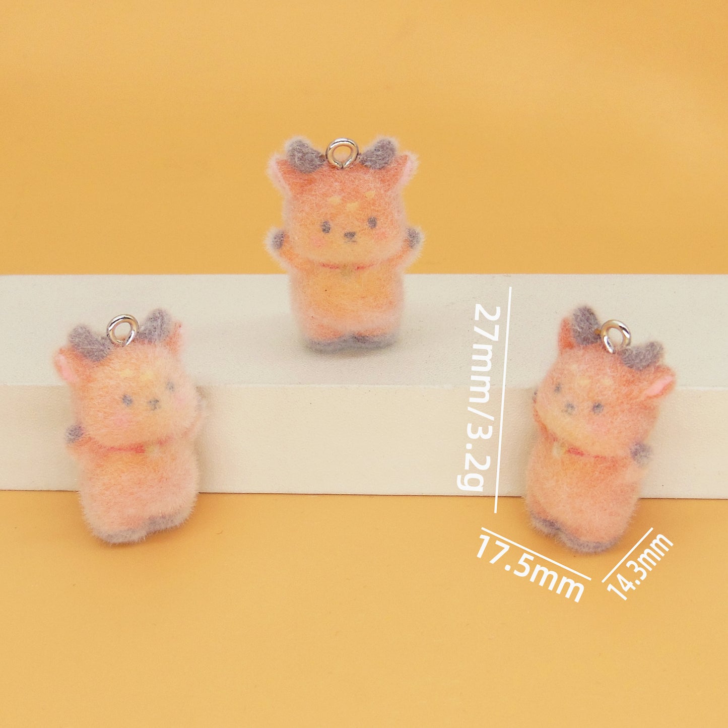 Flocking Resin Animal Love Charms Hanging Ornament