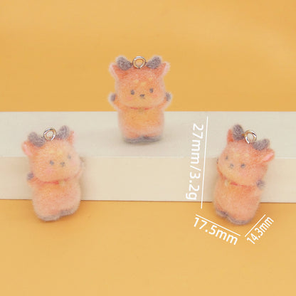 Flocking Resin Animal Love Charms Hanging Ornament